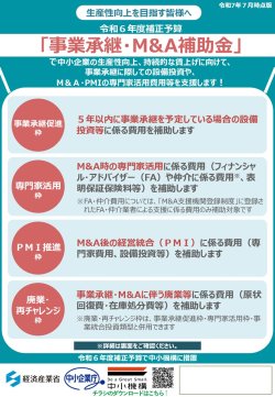 事業承継・M&A補助金のご相談を受付けています
